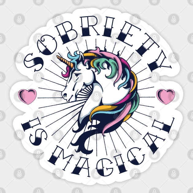 Sobriety is Magical Tattoo Unicorn Sticker by August Design